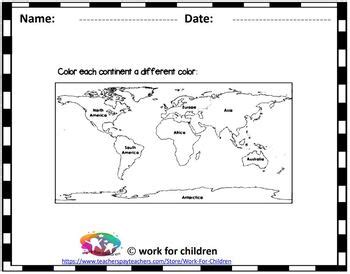 World Map: World Map Quiz (Test) and Map Worksheet | 7 Continents