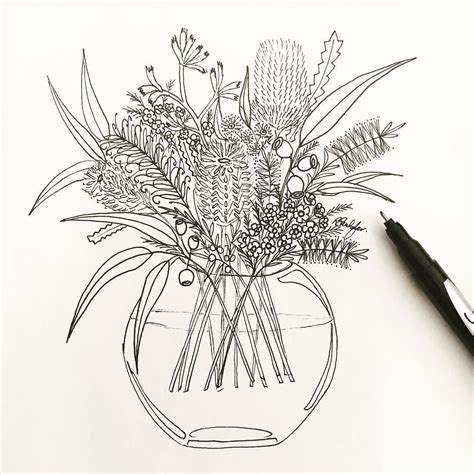 fineliner artist | conservation biologist on Instagram: "🌿 Australian Native Bouquet 🌸 . I'm so ...