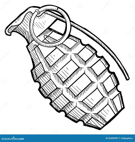 Hand grenade sketch stock vector. Illustration of kill - 22499907