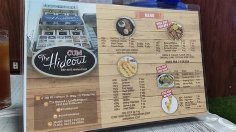 Menu at The HideOut Restaurant And Bar, Pasay