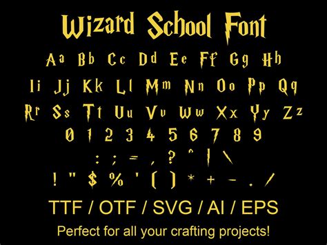 Wizard School Font Ttf Otf Svg Eps Silhouette Circuit Crafting Gifts Handmade Word - Etsy