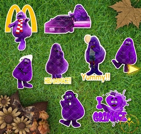 Limited Grimace Stickers Grimace Plush Hbd Grimace Mcdonald - Etsy