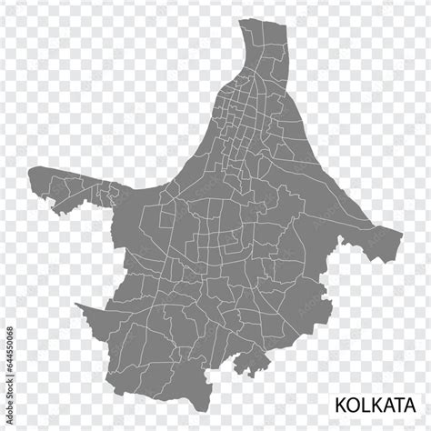 High Quality map of Kolkata is a city of India, with borders of the ...