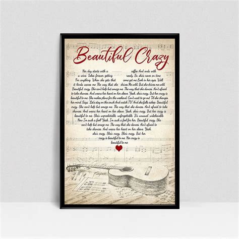 Luke Combs Beautiful Crazy Lyrics Poster Best Gift Ever | Etsy