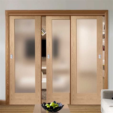 Pass-Easi Three Sliding Doors and Frame Kit - Pattern 10 Oak Shaker ...