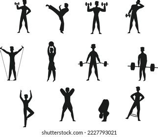 Gym Fitness Isolated Vector Silhouette Stock Vector (Royalty Free ...