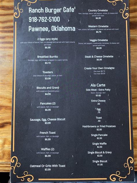 Menu at Ranch Burger restaurant, Pawnee