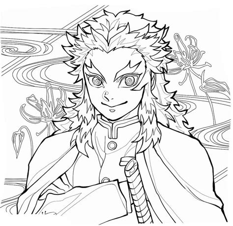 kyojuro rengoku from demon slayer Coloring Page - Anime Coloring Pages