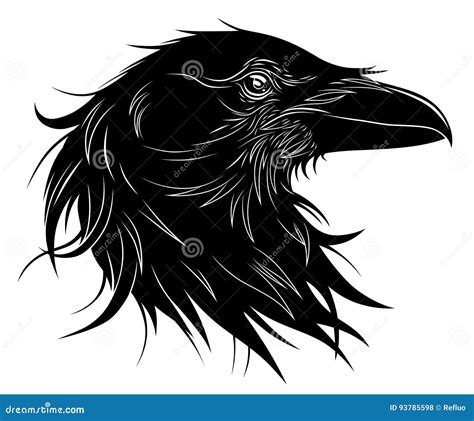 Black raven head stock vector. Illustration of monochrome - 93785598