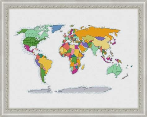 World Map Wall Art World Map Cross Stitch Modern Cross Stitch | Etsy