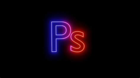 Premium Photo | Neon glowing adobe Photoshop logo image on black background