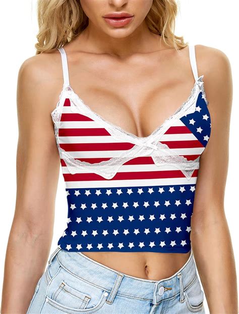 USA American Flag Crop Top for Women Sexy 4th of July Tank Top Cami ...