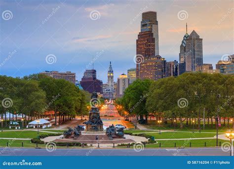 Philadelphia Skyline at Night Stock Photo - Image of cityscape, downtown: 58716204