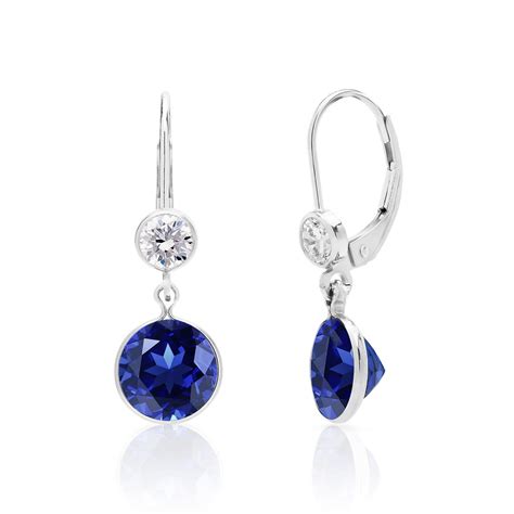 Blue Sapphire Earrings in Sterling Silver or 14K Gold Filled, Bridal Earrings, Lab Sapphire ...