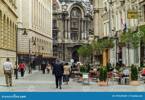 Street in Bucharest, Romania - Restaurants - Landmarks - Architecture Details Editorial Stock ...