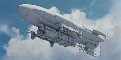 Majestic Dirigible Descending on Anchor Pad