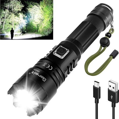 Goreit Flashlights High Lumens Rechargeable, 20000 Lumen XHP70.2 LED Flashlight USB Super Bright ...