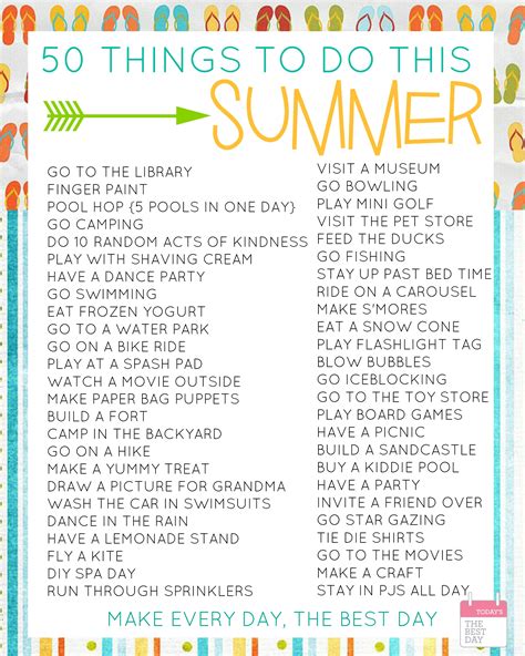 50 Things To Do This Summer With FREE Printable Bucket Lists | Today's ...