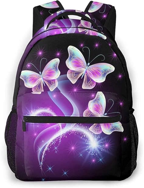 Eaiven Backpacks for Kids 3d Purple Butterfly Waterproof Book Bags for ...