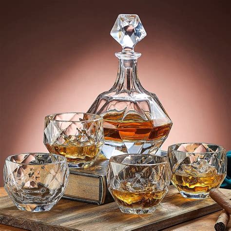 5 Pcs Crystal Liquor Decanter with Whiskey Glasses Set | DecanterX