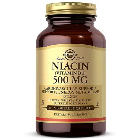 Solgar Niacin (Vitamin B3), 500 mg, 100 Tablets, Supports ...