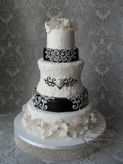 Black White Wedding Cake - CakeCentral.com