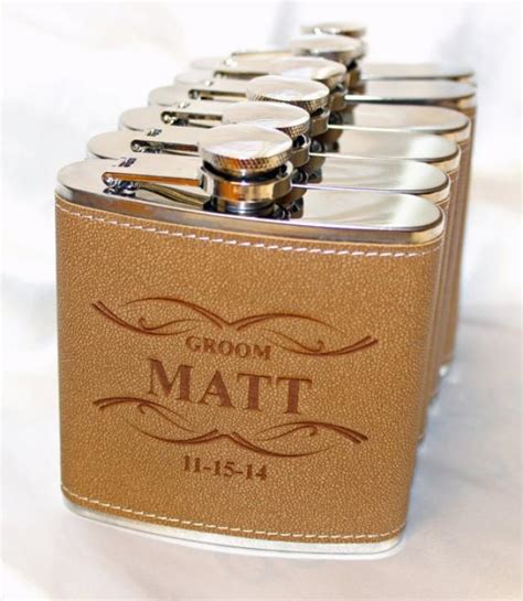 5 Groomsmen Gift, Groomsmen Leather Flask, Engraved Flask, Gift For Him, Personalized Groomsmen ...