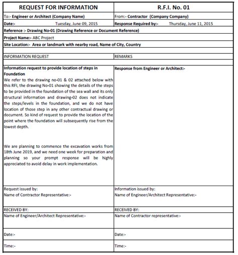 Rfi Response Template