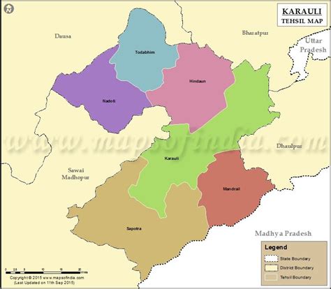 Get Tehsil Map of Karauli, highlights the name and location of all the tehsils in Karauli ...