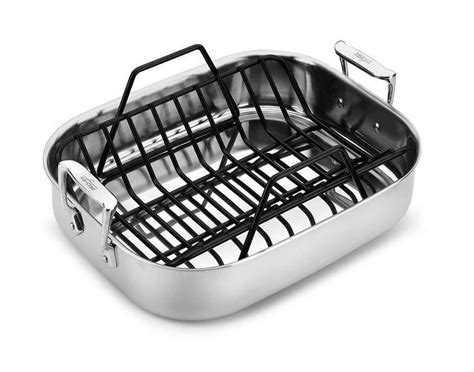 All Clad Stainless Roasting Pan with Rack 13" x 16" - Ares Kitchen & Baking Supplies