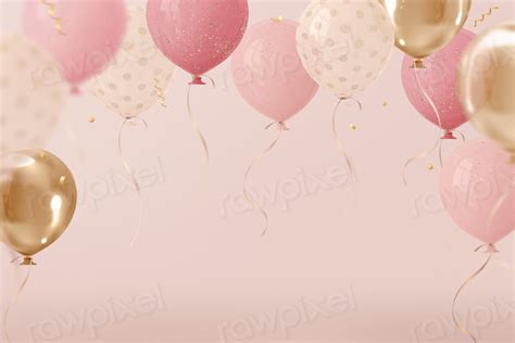 Balloons background, 3d birthday graphic | Free Photo - rawpixel