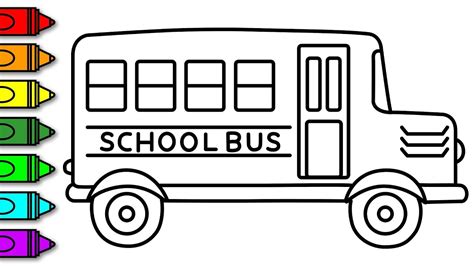 😁 HOW TO DRAW AND COLOUR A SCHOOL BUS | COLORING PAGE FOR KIDS - YouTube