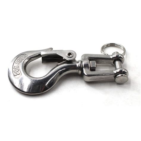 304 Stainless Steel Lifting Hook with Latch Heavy Duty Lifting Safety Hook Rotatable HookWLL 350 ...