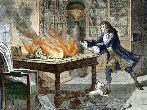 Newton's Opticks notes in flames, 1692 - Stock Image - C001/9601 ...