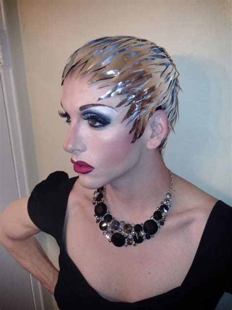 Cabaret liza minnelli chrome silver vinyl hair hat head piece wig ...