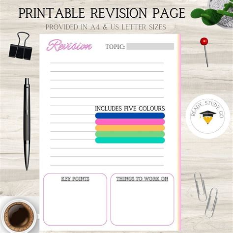 Printable Lined Revision Notes Page, Five Colours, A4 & US Letter Size - Etsy