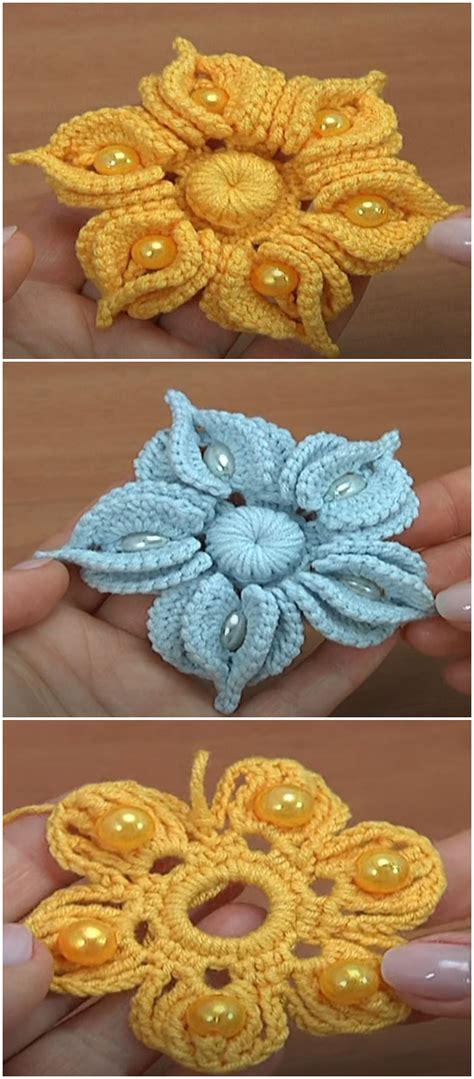 Crochet Lovely Flower With Beads - We Love Crochet