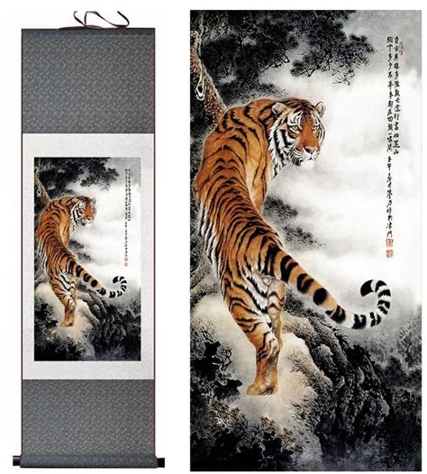 Aliexpress.com : Buy Tiger silk art painting Chinese Art Painting Home ...