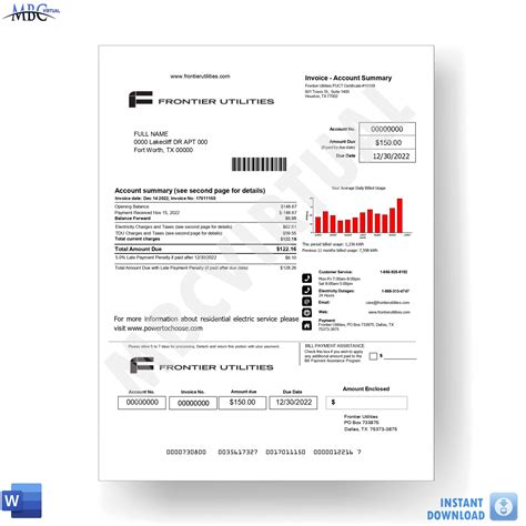 Frontier Utilities - Texas Utility Bill Template - MbcVirtual