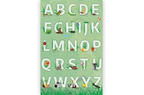 Garden Alphabet Letters Poster Educational Kids Bedroom, Classroom Bugs ...