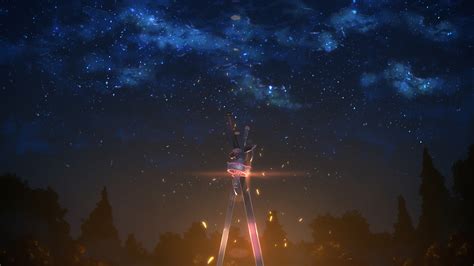 Sword Art Online, Sword, Night, Sky, Stars, Weapon, Anime, Yuuki Tatsuya Wallpapers HD / Desktop ...