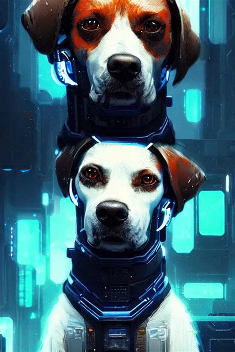 a beautiful portrait of a cute cyberpunk dog with blue | Stable Diffusion | OpenArt