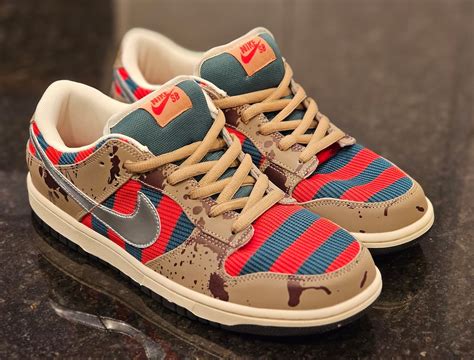 Nike SB Dunk Low Freddy Krueger Repros Size 12 Nightmare on Elm Street Shoe Horror Halloween ...