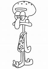 Squidward Coloring Pages Tentacles Printable Colouring Color Print Kids  sketch template