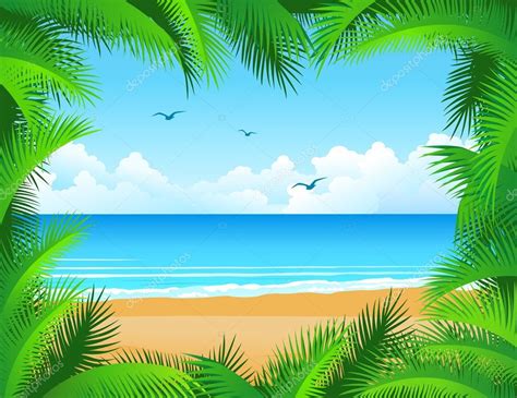 Fondo de playa tropical vector, gráfico vectorial © dagadu imagen #5561642