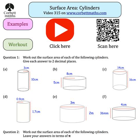 Surface Area Cylinder Worksheet - Printable Word Searches