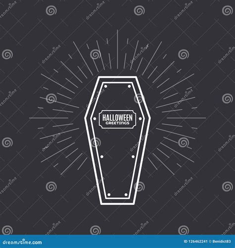 Halloween Party Night Coffin on Black Background Stock Vector ...