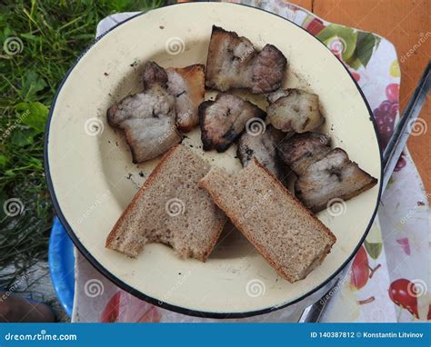 Food of Poor People in Russia on a White Plate on the Table Stock Photo ...