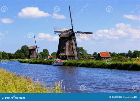 Dutch windmills stock image. Image of building, netherlands - 25563857