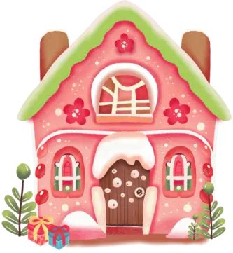 Christmas Pink Gingerbread House Watercolor, Gingerbread, Gingerbread House, Christmas PNG ...